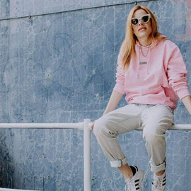 Premium Bubblegum Pink Hoodie EAT PLANTS logo - 0