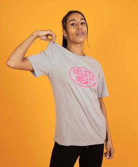 Plant Faced Clothing Opal Grey 'Delete Meat' Unisex T-Shirt Style Society Marketplace Womens Ladies