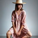 Pink Floral Hand-Printed Mini Dress-1