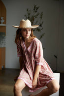 Pink Floral Hand-Printed Mini Dress-9