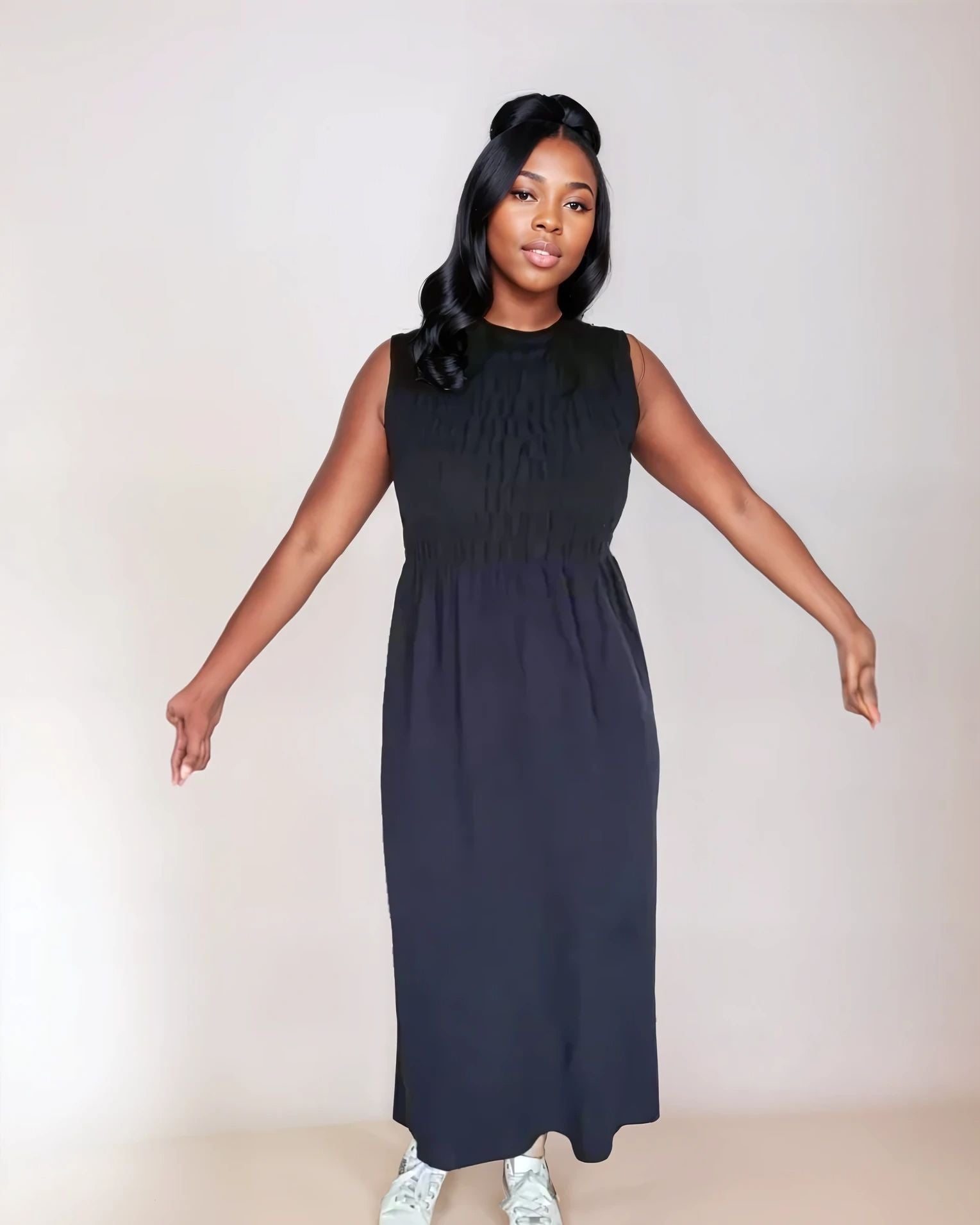 ALBER DRESS Navy Blue Organic Gauze