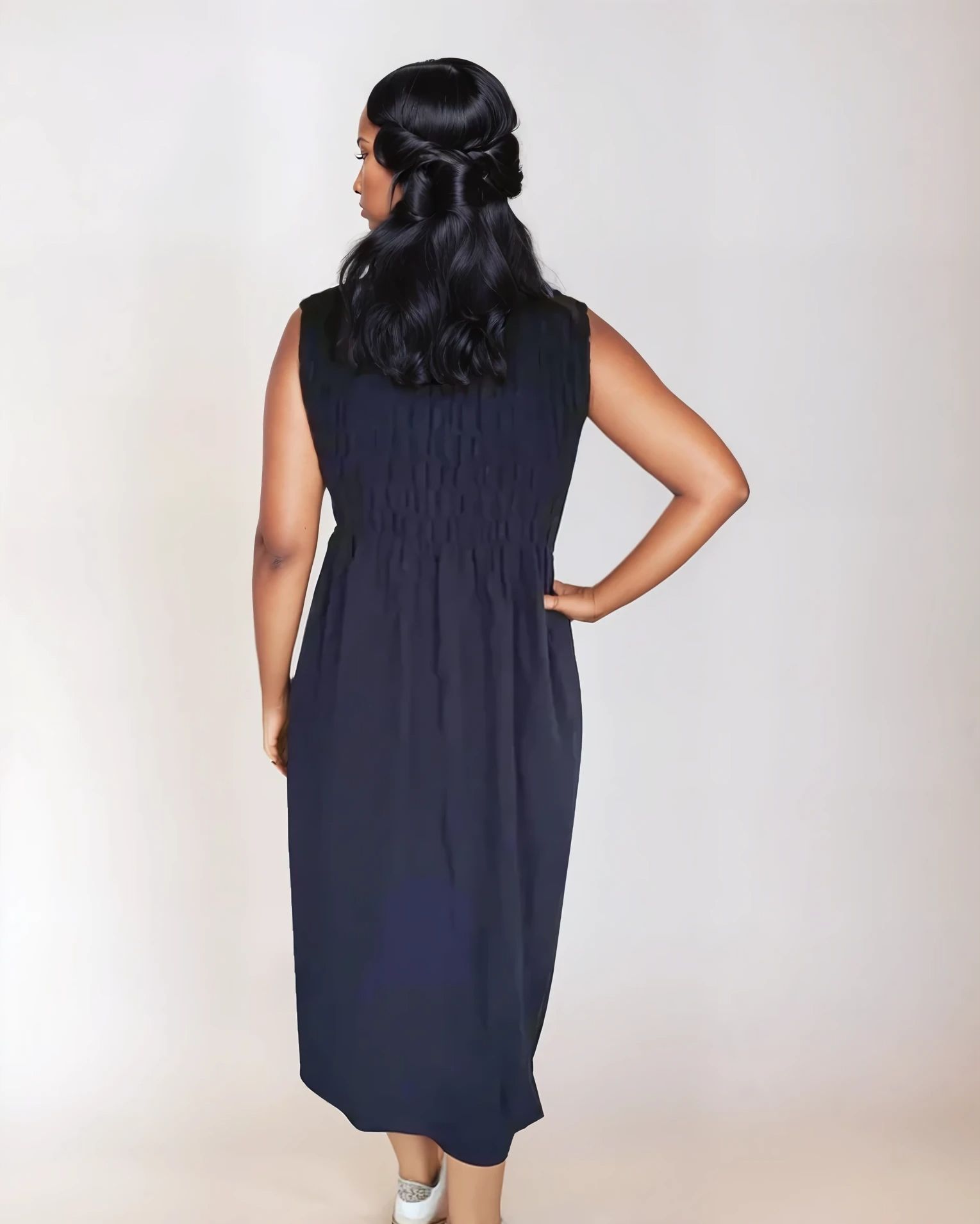 ALBER DRESS Navy Blue Organic Gauze