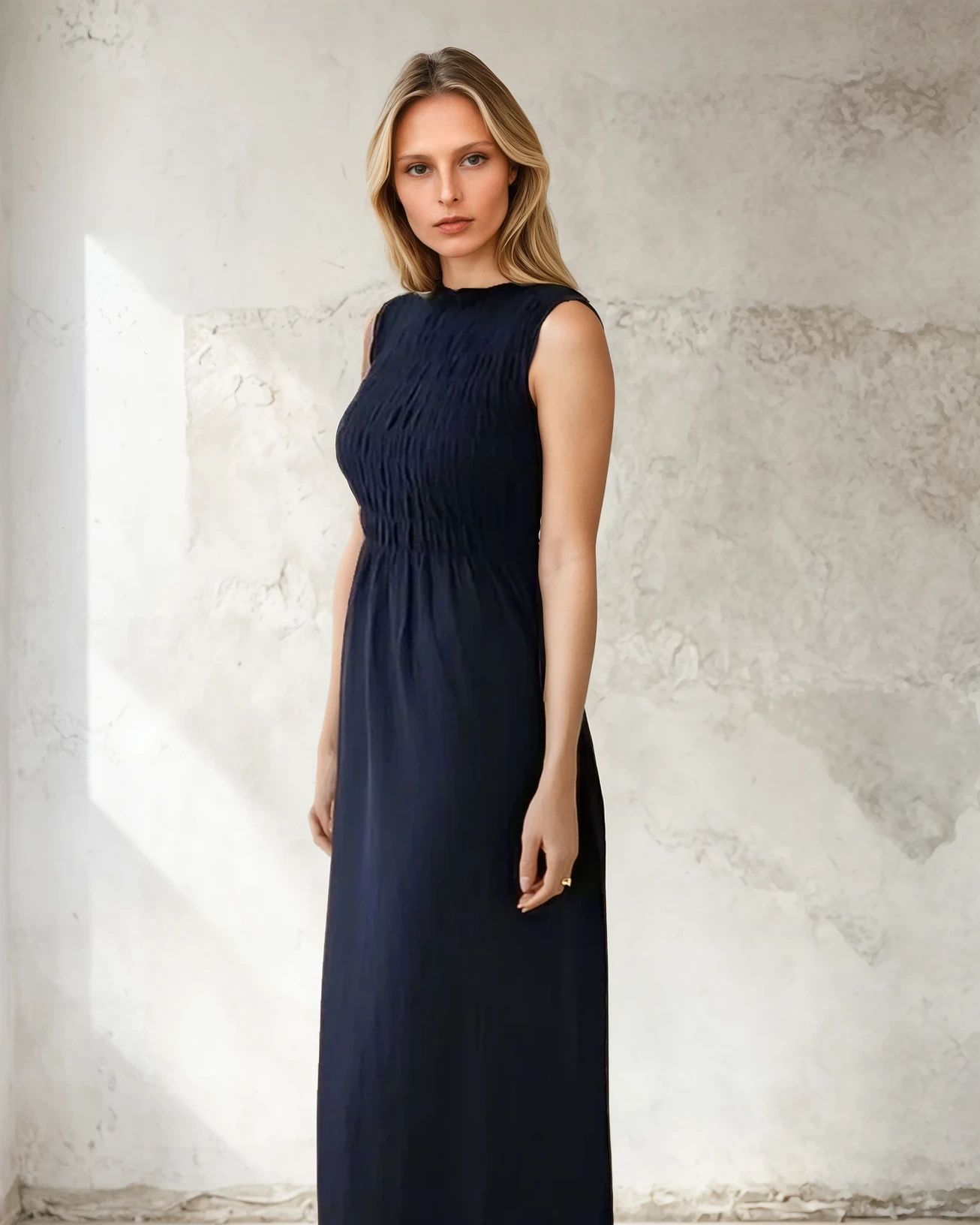 ALBER DRESS Navy Blue Organic Gauze