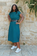 Magnolia Petrol Green Organic Double Gauze Dress-5