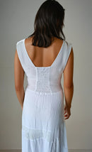 Saint Tropez Long V-Neck White Cotton Dress-4