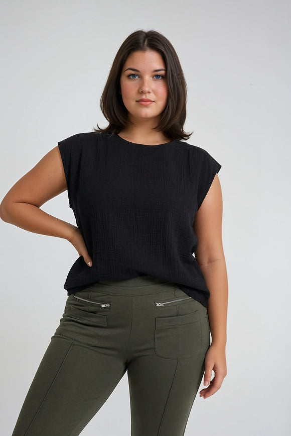 DAUCUS TOP Organic Muslin Black Linen