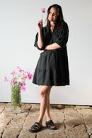Eadie Lifestyle Bella Black Linen Womens Dress at Style Society Marketplace.  OEKO-TEX® and GOTS certified.