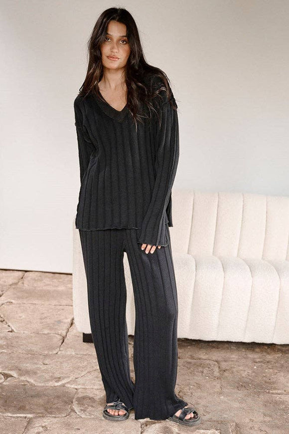 Eadie Lifestyle - Isla Black Cotton Knit Sweater - Style Society Marketplace 