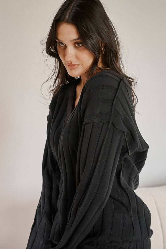 Eadie Lifestyle - Isla Black Cotton Knit Sweater - Style Society Marketplace Cotton Knit