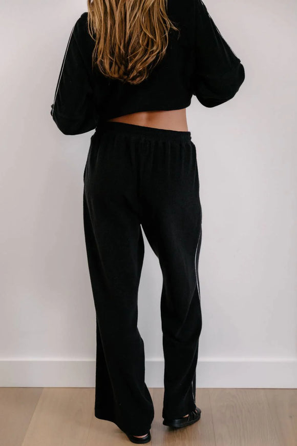 Empire Classic Lounger Pant - Black with White Piping
