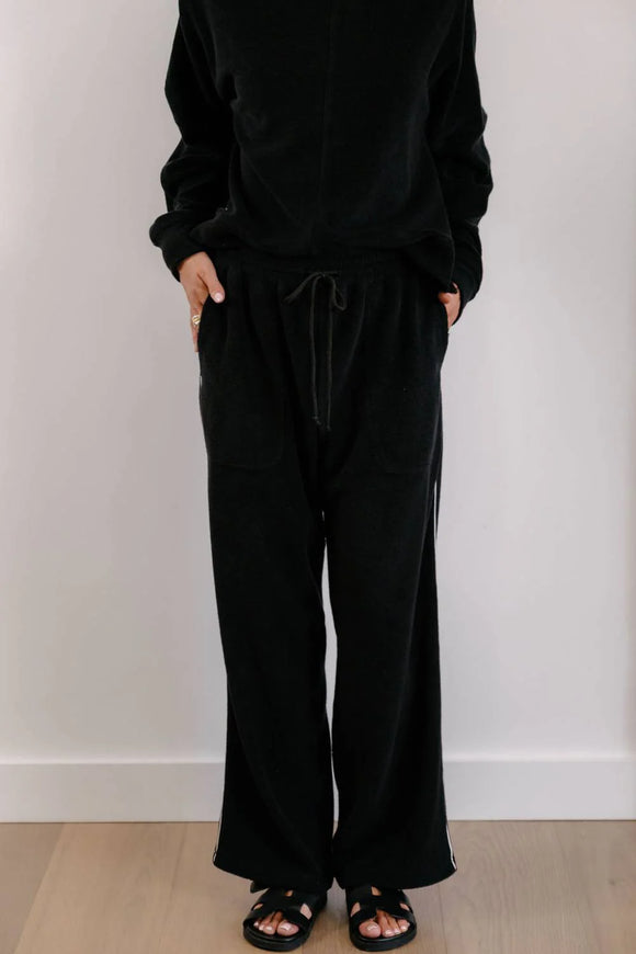 Empire Classic Lounger Pant - Black with White Piping
