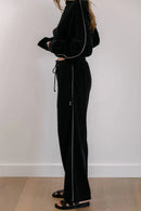 Empire Classic Lounger Pant - Black with White Piping-3