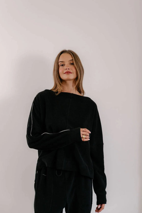 Empire Elevated Crew - Black with White Piping