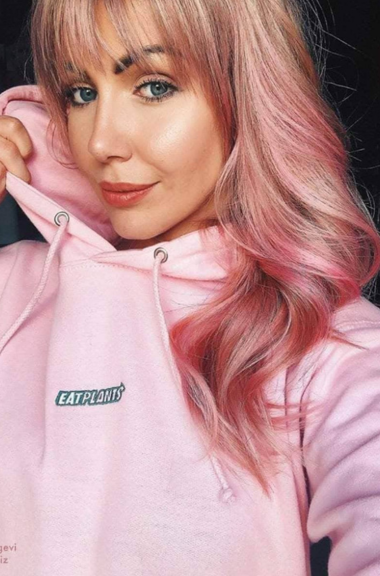 Premium Bubblegum Pink Hoodie EAT PLANTS logo