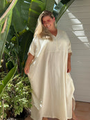 Shanti Cotton Gauze Kaftan ~ Vanilla-1
