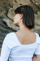 LA Relaxed Feminine Square Neckline White Top square back