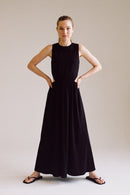 LA Relaxed Minimalist Organic Jersey Dress with Vented Back Style Society Marketplace  front view 
