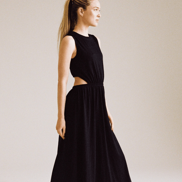 Minimalist Organic Jersey Dress with Vented Back