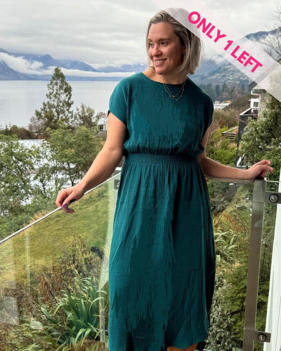 Magnolia Petrol Green Organic Double Gauze Dress