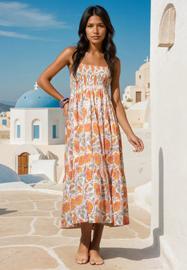 Sunny Hand-Printed Cotton Maxi Dress