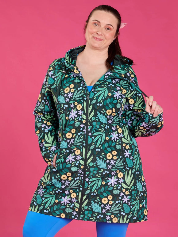 Leaves & Blooms Longline Raincoat