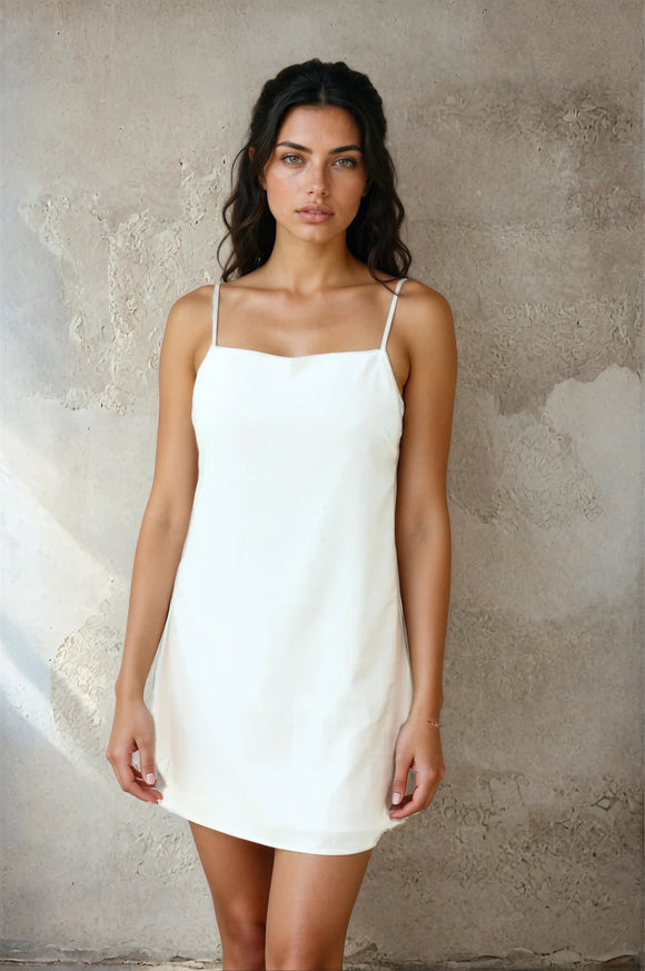 Linen A-Line Dress in Pearl