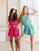 Elaine Teal Green Sustainable Cotton & Linen Top