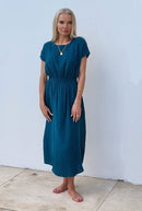 Magnolia Petrol Green Organic Double Gauze Dress-3