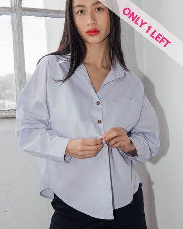 Poplin Button Down Shirt in Light Blue