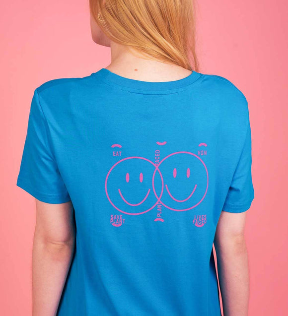 Plant Faced Clothing Royal Blue 'Delete Meat' Unisex T-Shirt Style Society Marketplace Ladies  Back