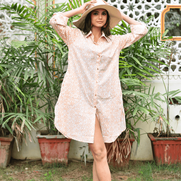 Neha Shirt Dress - Geo Print
