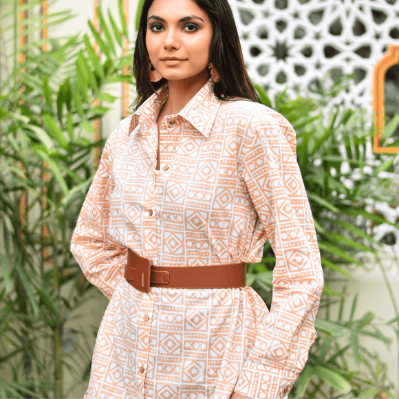 Neha Shirt Dress - Geo Print