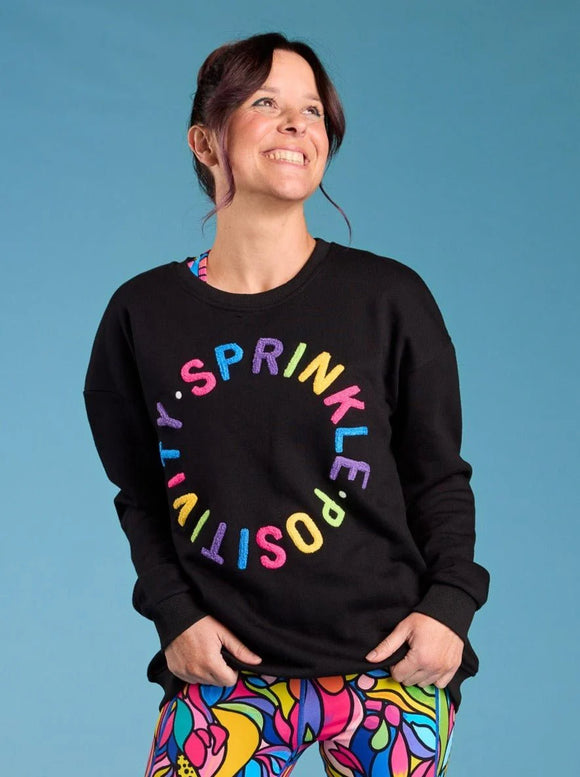 Sprinkle Positivity Organic Cotton Sweatshirt- Jet Black