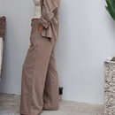 The Linen Pants in Taupe side view