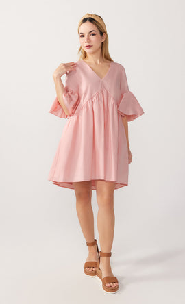 Petal Pink Vee Mini Dress