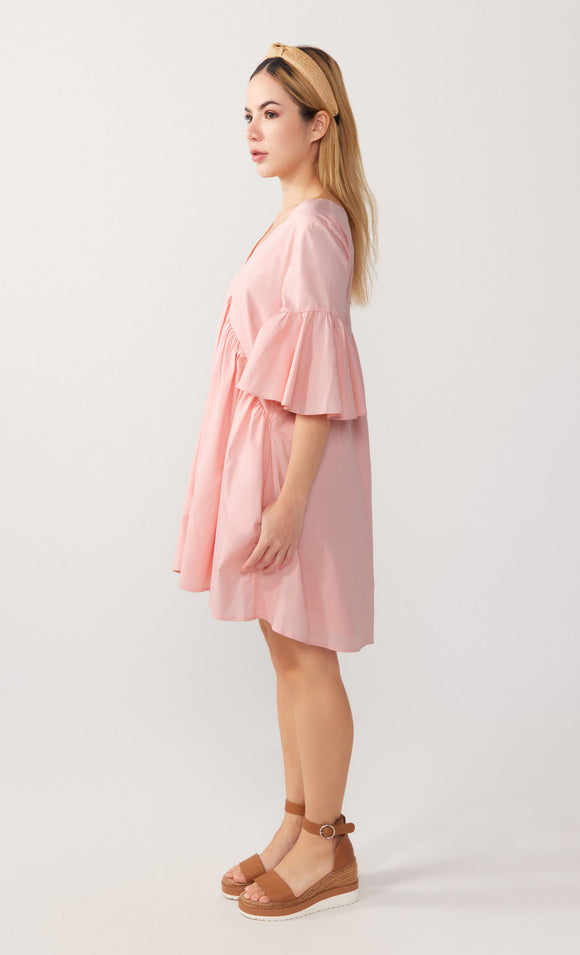 Petal Pink Vee Mini Dress