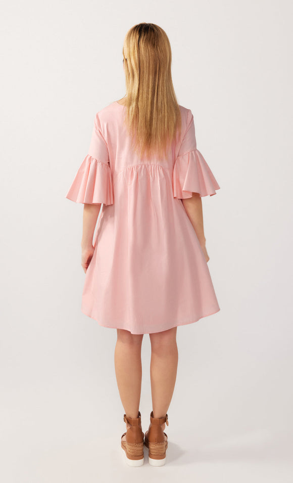 Petal Pink Vee Mini Dress