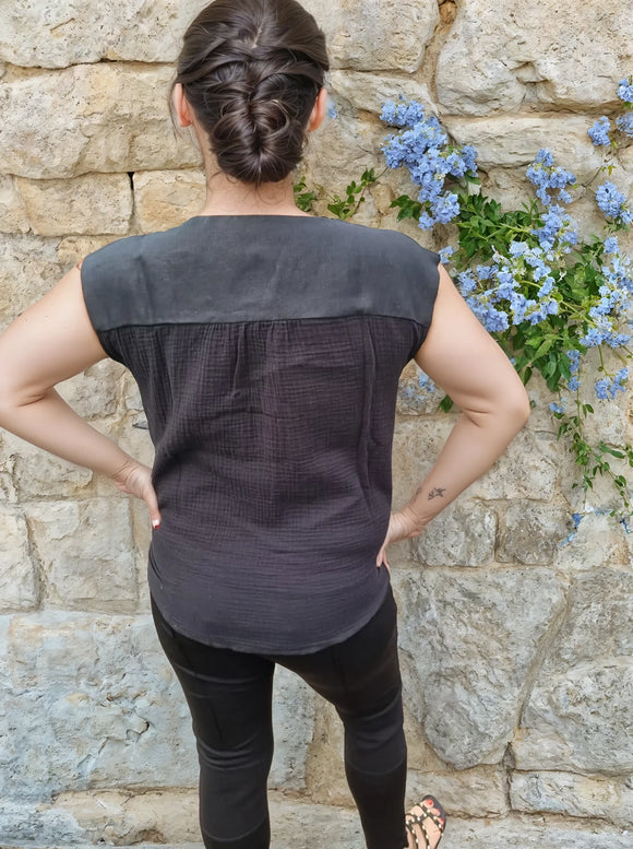 DAUCUS TOP Organic Muslin Black Linen