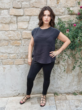 DAUCUS TOP Organic Muslin Black Linen - 0