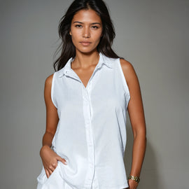 Astra White Button Cotton Shirt