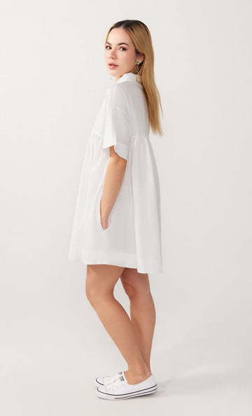 White_Organic_cotton_Shirt_Dress for Petites 