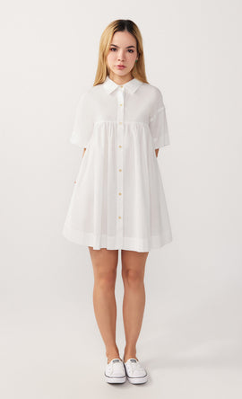 White_Organic_cotton_Shirt_Dress for Petites 