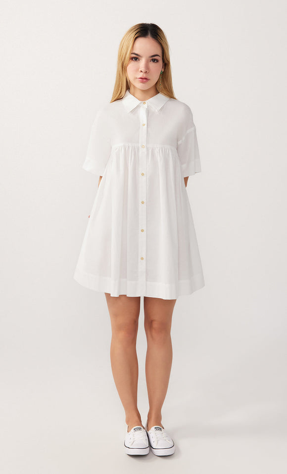 White_Organic_cotton_Shirt_Dress for Petites 