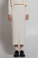 Rib Knit Midi Skirt in Ivory-1