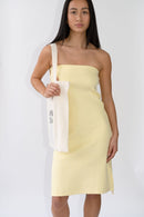 Wildflo Studio Ribbed Tube Dress or Midi Skirt in Butter at Style Society Marketplace close up of dress