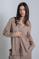 Wildflo StudioThe Linen Shirt in Taupe at Style Society 