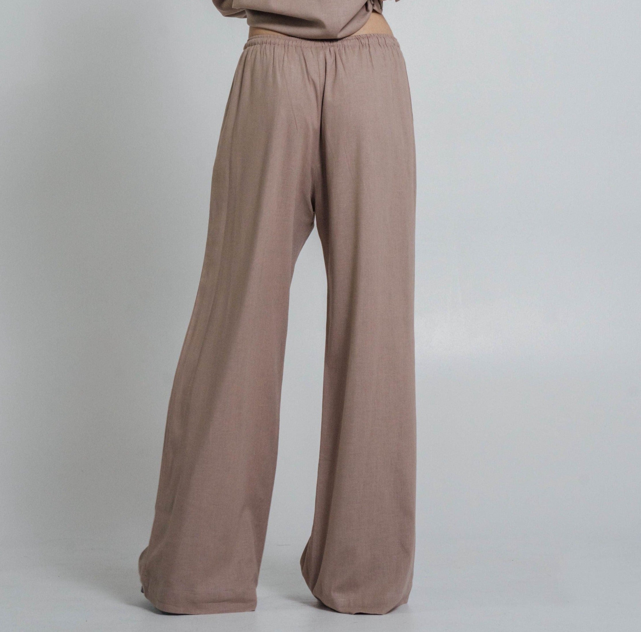 Wildflo Studio Linen Shirt & Pants Co-Ord in Taupe at Style Society Marketplace back of pants