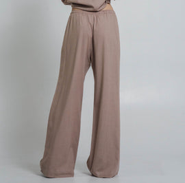 Wildflo Studio Linen Shirt & Pants Co-Ord in Taupe at Style Society Marketplace back of pants