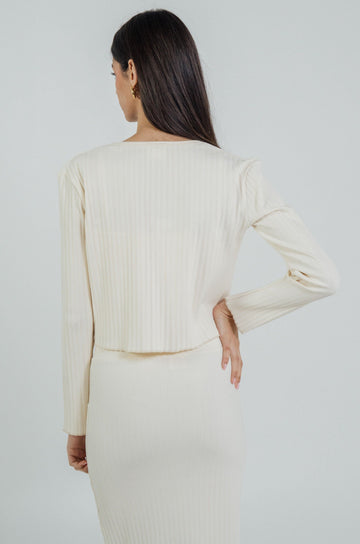 Wildflo Studio Rib Knit Cardigan in Ivory Style Society Marketplace back of cardigan