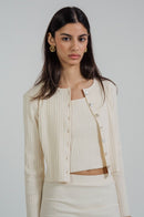 Wildflo Studio Rib Knit Cardigan in Ivory Style Society Marketplace buttons open
